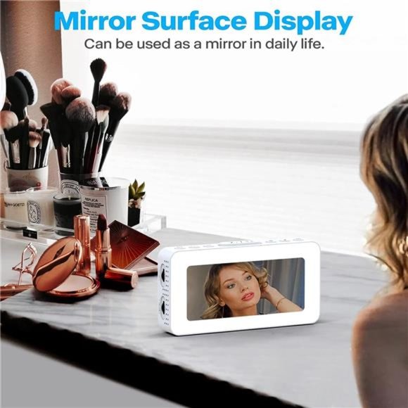 Alarm Clocks for Bedrooms Mirror Clock with 8 RGB Atmosphere Light, Dual Alarms - Picture 6 of 6